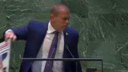 The Israeli ambassador publicly destroys the UN charter from the UN rostrum in protest against the v